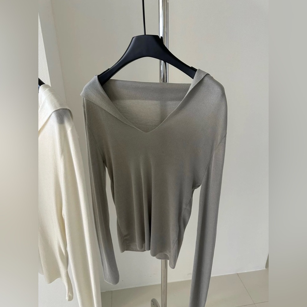 Swaying Mulberry Silk Smooth & Comfortable Sailor-Collar Base Layer Top｜L